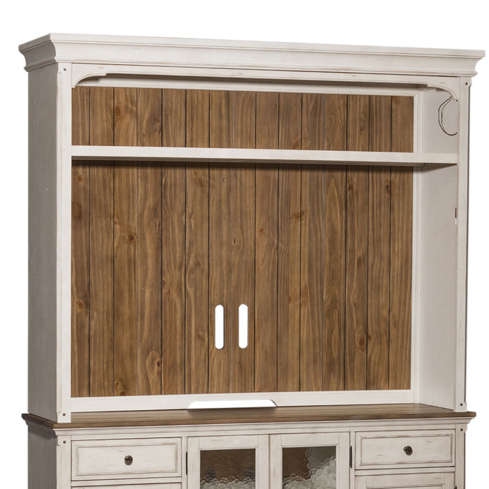 Morgan Creek - Entertainment Hutch - Antique White / Wirebrushed Tobacco Accents – Hutches by Liberty Furniture at Furniture Wholesale Plus , Nashville furniture store