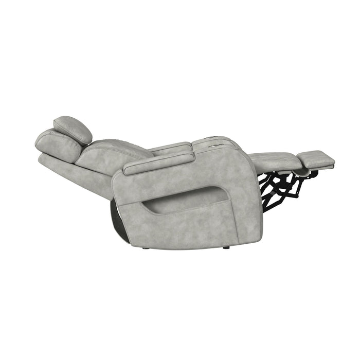 Prime Time - P3 Recliner With 7 Colors Led, Cup Holders And Wireless Charger Controller - Leather Gel Light Gray – Reclining Chairs by Elements International at Furniture Wholesale Plus , Nashville furniture store