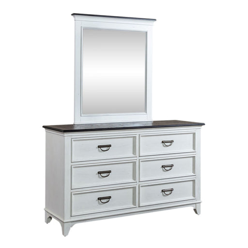 Allyson Park - Dresser & Mirror (6 Drawer Dresser) - Wirebrushed White / Charcoal – Dresser & Mirror by Liberty Furniture at Furniture Wholesale Plus , Nashville furniture store