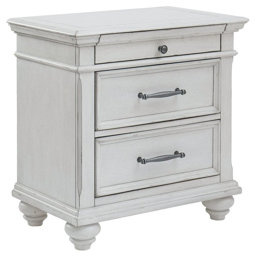 Kanwyn - Three Drawer Night Stand - Whitewash – Accent Nightstands by Benchcraft® at Furniture Wholesale Plus , Nashville furniture store