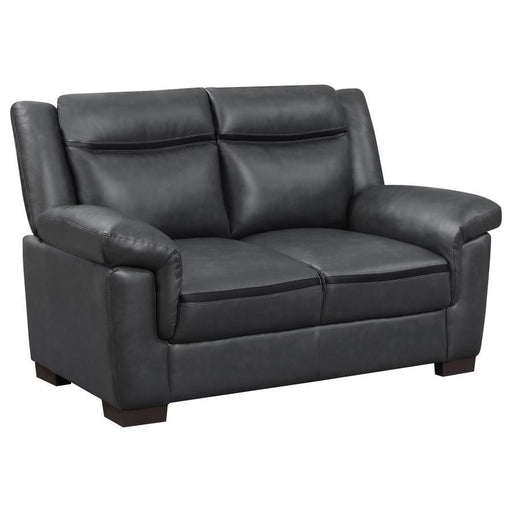 Arabella - Upholstered Padded Arm Loveseat - Gray - Premium Stationary Loveseats from CoasterEveryday - Just $619! Shop now at Furniture Wholesale Plus  We are the best furniture store in Nashville, Hendersonville, Goodlettsville, Madison, Antioch, Mount Juliet, Lebanon, Gallatin, Springfield, Murfreesboro, Franklin, Brentwood
