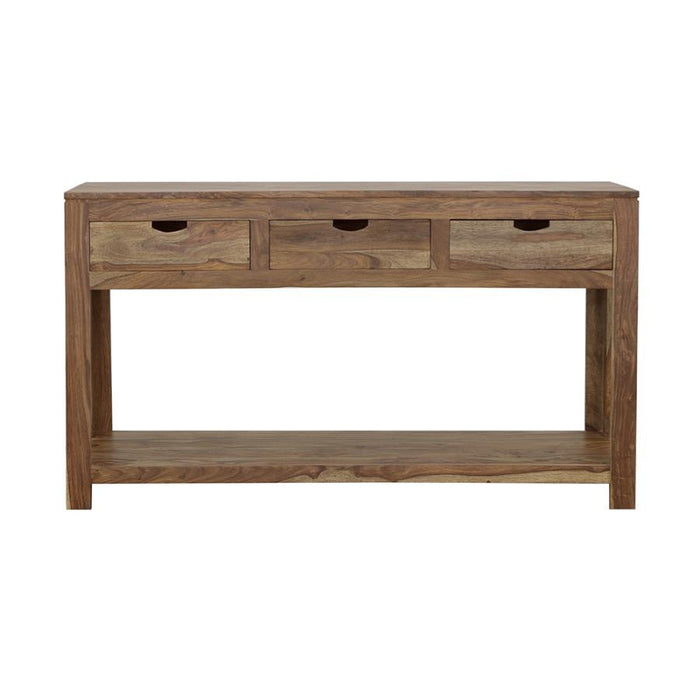 Esther - 3-Drawer Wood Console Table - Natural Sheesham – Console Tables by CoasterElevations at Furniture Wholesale Plus , Nashville furniture store