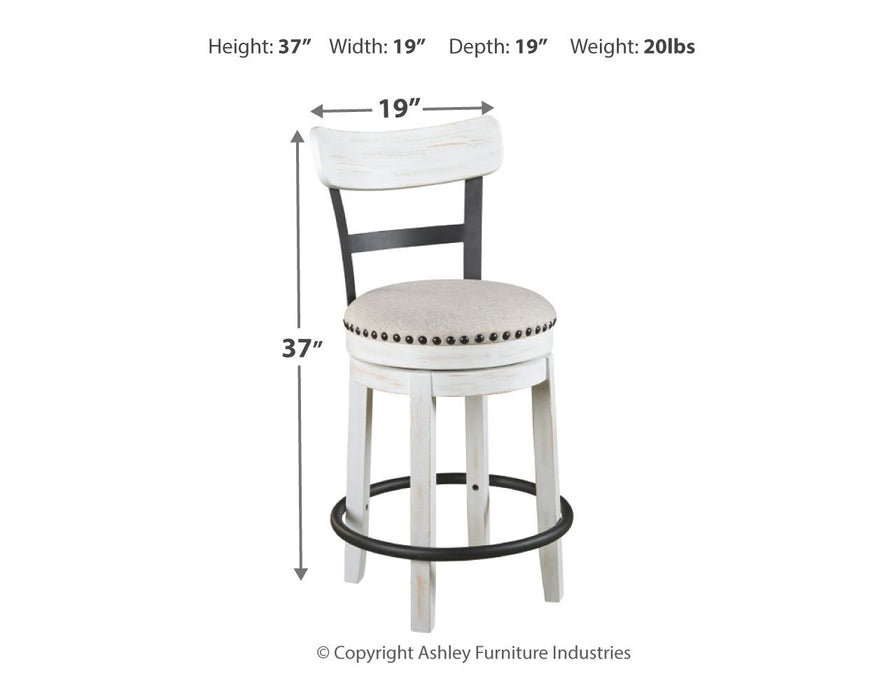 Valebeck - Full Back Swivel Stool - Premium Counter Height (24"-27") from Signature Design by Ashley® - Just $208! Shop now at Furniture Wholesale Plus  We are the best furniture store in Nashville, Hendersonville, Goodlettsville, Madison, Antioch, Mount Juliet, Lebanon, Gallatin, Springfield, Murfreesboro, Franklin, Brentwood
