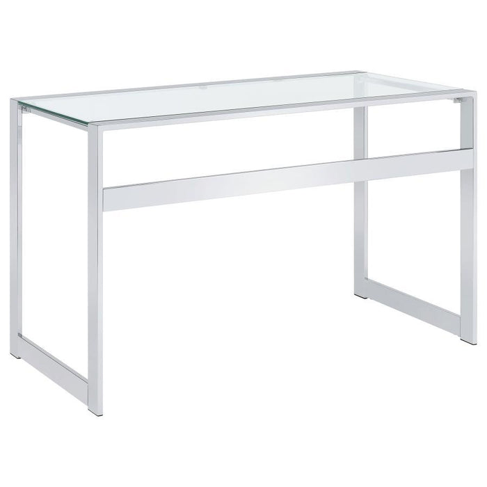 Hartford - Glass Top Writing Desk - Chrome – Writing Desks by CoasterEssence at Furniture Wholesale Plus , Nashville furniture store