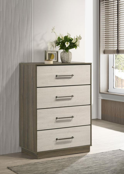 Fenwick - 4-Drawer Chest Of Drawers - Gray Oak – Accent Chests by Coaster Fine Furniture at Furniture Wholesale Plus , Nashville furniture store