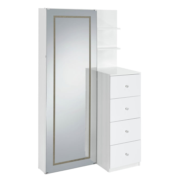 Vancouver - Floor Mirror With Storage - White – Storage Mirrors by Elements International at Furniture Wholesale Plus , Nashville furniture store