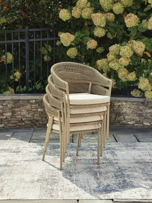 Orchard Beach - Arm Chair With Cushion (Set of 4) - Beige – Chair Sets by Signature Design by Ashley® at Furniture Wholesale Plus , Nashville furniture store