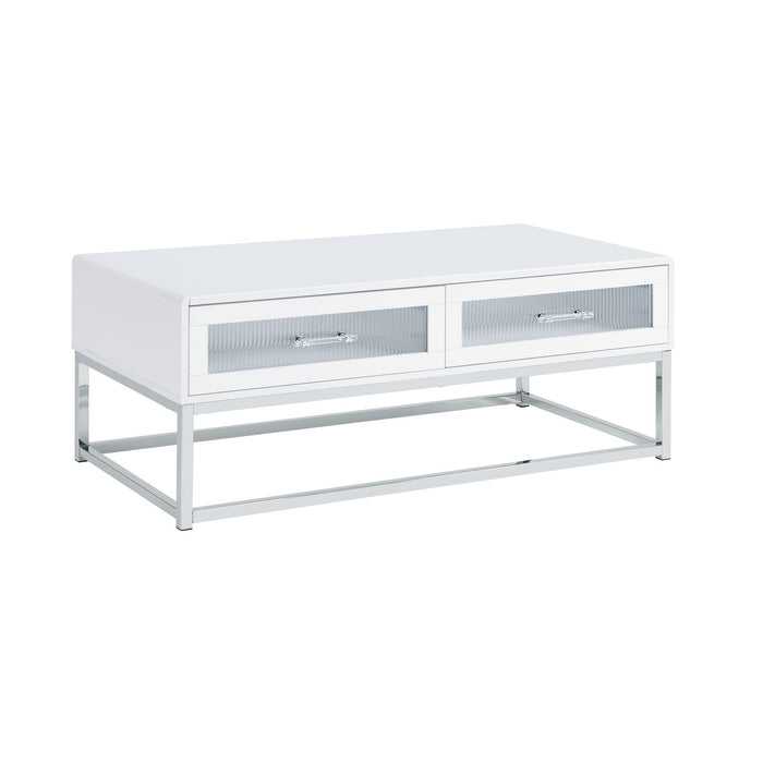 Chandra - Coffee Table With LED And Battery Pack - Glossy White – Coffee Tables by Elements International at Furniture Wholesale Plus , Nashville furniture store