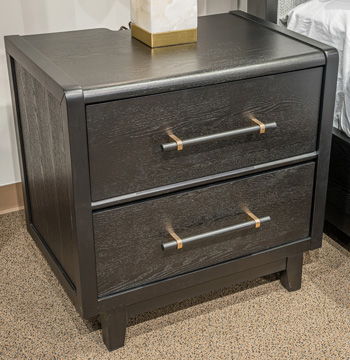 Haldenwick - Two Drawer Night Stand - Black – Nightstands w/ Charging Stations by Signature Design by Ashley® at Furniture Wholesale Plus , Nashville furniture store