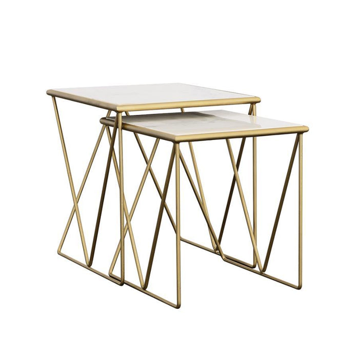 Bette - 2 Piece Marble Top Nesting Table Set - White And Gold – Nesting Tables by CoasterEssence at Furniture Wholesale Plus , Nashville furniture store