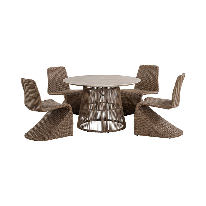 Alesso - 5 Piece Standard Height Dining Set (Round Table And Four Chairs) - Brown – 5 Piece Outdoor Sets by Elements International at Furniture Wholesale Plus , Nashville furniture store