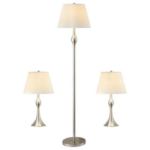 Griffin - 3 Piece Floor And Table Lamp Set Brushed Nickel - Brush Nickel - Premium Lamp Sets from CoasterEssence - Just $249! Shop now at Furniture Wholesale Plus  We are the best furniture store in Nashville, Hendersonville, Goodlettsville, Madison, Antioch, Mount Juliet, Lebanon, Gallatin, Springfield, Murfreesboro, Franklin, Brentwood