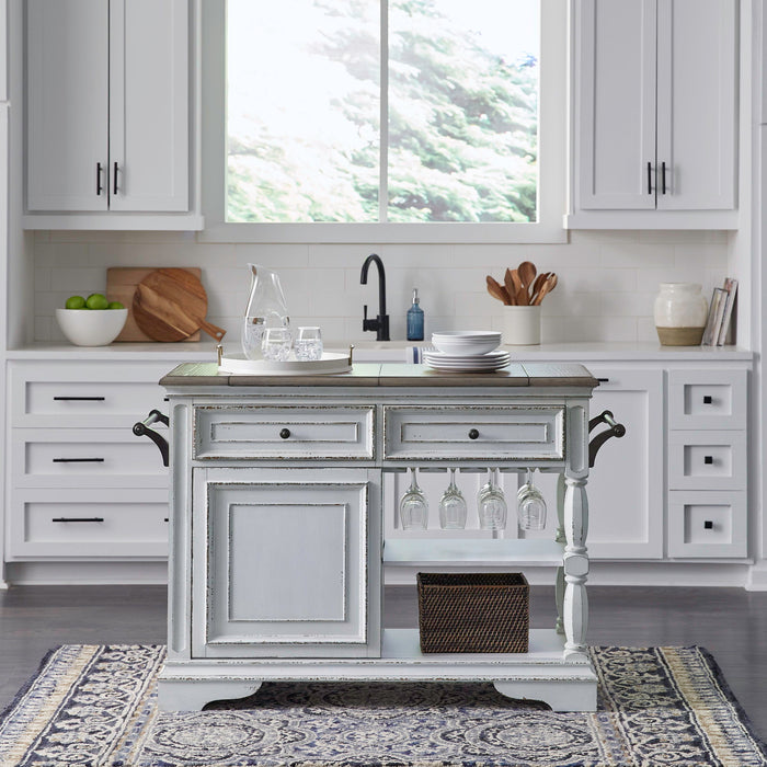 Magnolia Manor - Bar Cart - Antique White – Home Bars by Liberty Furniture at Furniture Wholesale Plus , Nashville furniture store