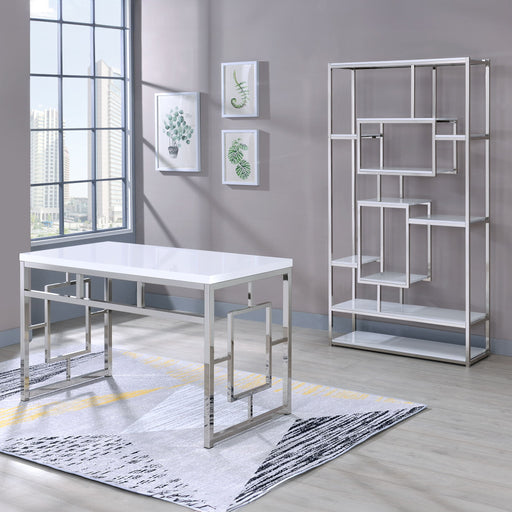 Alize - Bookcase And Desk - White – 2 Piece Home Office Sets by Steve Silver Furniture at Furniture Wholesale Plus , Nashville furniture store