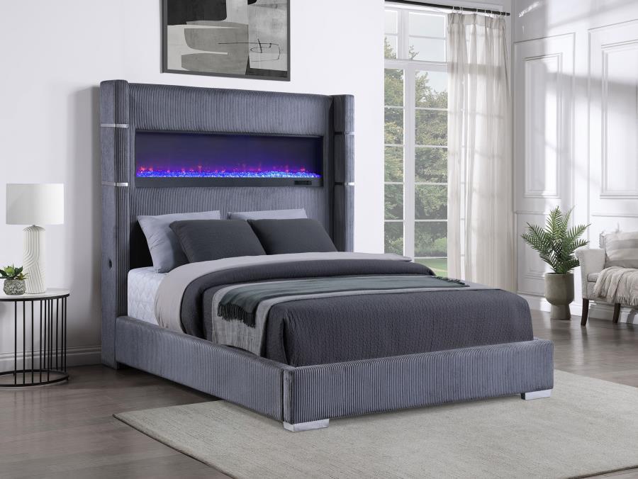Tisdall - Upholstered Fireplace Bed – Upholstered Beds by Coaster Fine Furniture at Furniture Wholesale Plus , Nashville furniture store