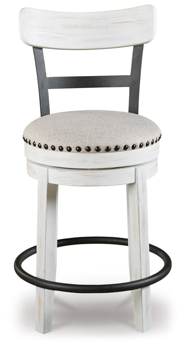 Valebeck - Full Back Swivel Stool - Premium Counter Height (24"-27") from Signature Design by Ashley® - Just $208! Shop now at Furniture Wholesale Plus  We are the best furniture store in Nashville, Hendersonville, Goodlettsville, Madison, Antioch, Mount Juliet, Lebanon, Gallatin, Springfield, Murfreesboro, Franklin, Brentwood
