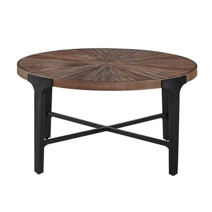 Chevron - Round Cocktail Table - Brown – Cocktail Tables by Steve Silver Furniture at Furniture Wholesale Plus , Nashville furniture store