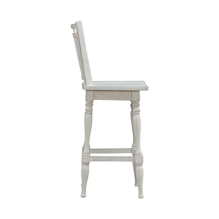 Magnolia Manor - Spindle Back Swivel Bar Stool - Antique White & Weathered Bark – Bar Height (28"-30") by Liberty Furniture at Furniture Wholesale Plus , Nashville furniture store
