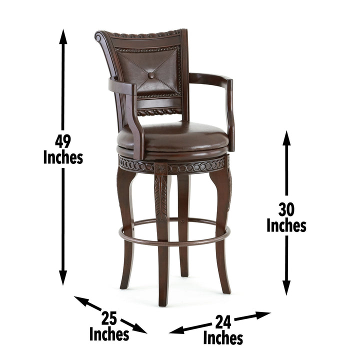 Antoinette - PU Swivel Bar Chair (Set of 2) - Dark Brown – Chair Sets by Steve Silver Furniture at Furniture Wholesale Plus , Nashville furniture store