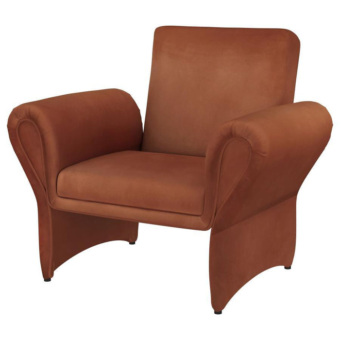 Liana - Upholstered Roll Arm Accent Armchair - Rust – Arm Chairs by Coaster Fine Furniture at Furniture Wholesale Plus , Nashville furniture store