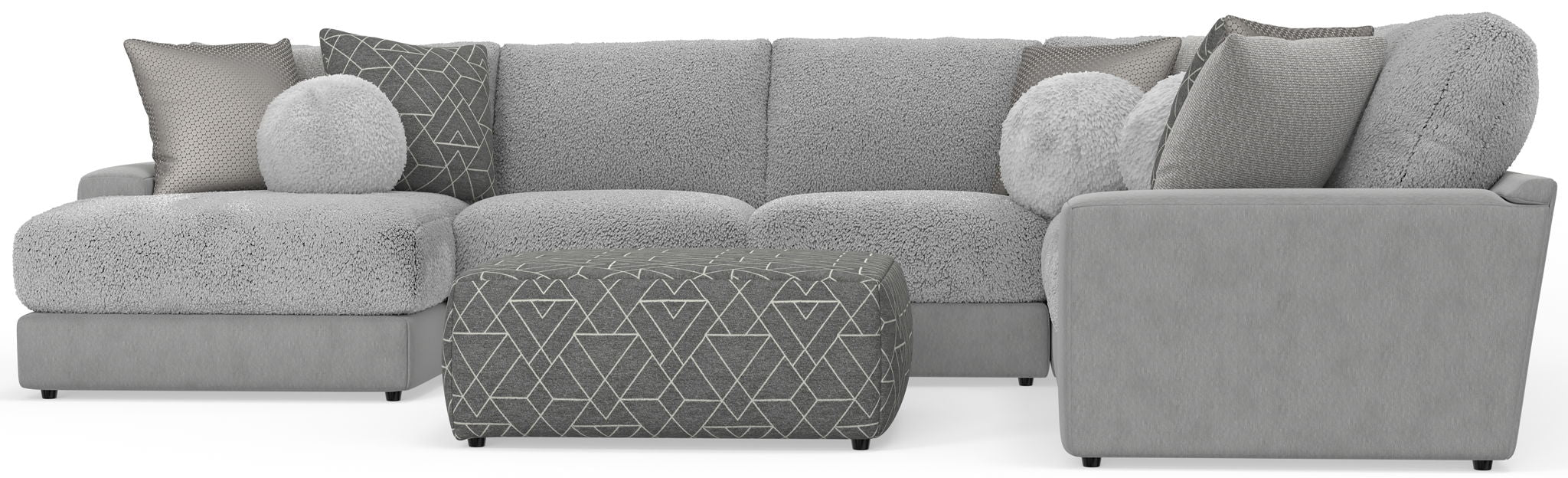 Canyon - 4 Piece Sectional With Cuddler Seat Cushions, Included Accent Pillows And Cocktail Ottoman (Left Side Facing Chaise) - Platinum – 2 Piece Living Room Sets by Jackson at Furniture Wholesale Plus , Nashville furniture store