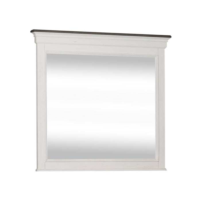 Allyson Park - Crown Mirror - Wirebrushed White / Charcoal – Mirrors by Liberty Furniture at Furniture Wholesale Plus , Nashville furniture store