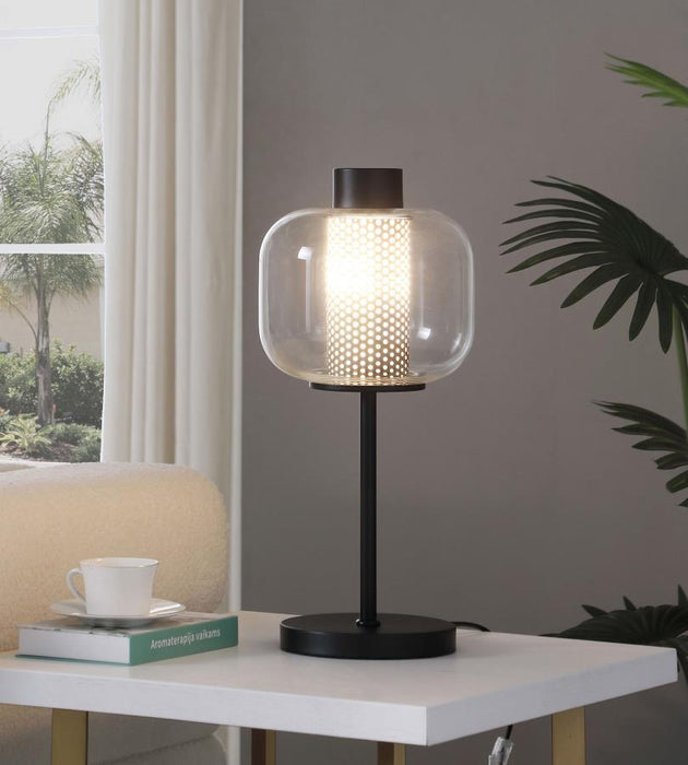 Ingrid - Glass Shade Bedside Table Lamp - Black – Table Lamps by Coaster Fine Furniture at Furniture Wholesale Plus , Nashville furniture store