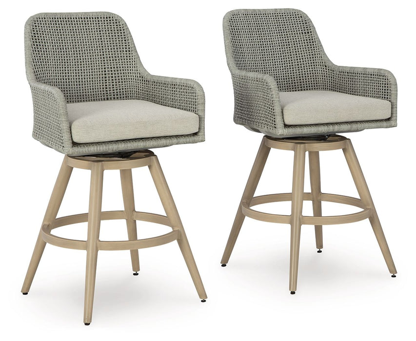 Seton Creek - Barstool With Cushion (Set of 2) - Beige / Gray – Stool Sets by Signature Design by Ashley® at Furniture Wholesale Plus , Nashville furniture store