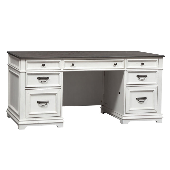 Allyson Park - Desk - Wirebrushed White / Charcoal – Writing Desks by Liberty Furniture at Furniture Wholesale Plus , Nashville furniture store