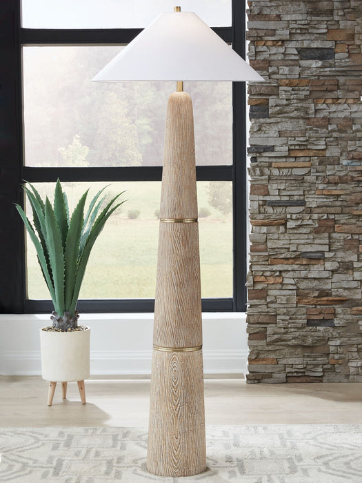 Gasparleigh - Poly Floor Lamp - Brown / Gold Finish – Floor Lamps by Signature Design by Ashley® at Furniture Wholesale Plus , Nashville furniture store