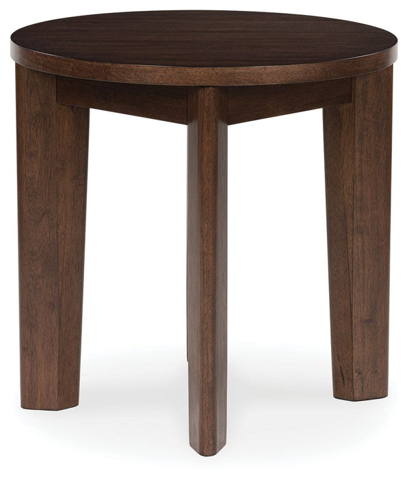 Korestone 2 - Round End Table - Dark Brown – End Tables by Signature Design by Ashley® at Furniture Wholesale Plus , Nashville furniture store