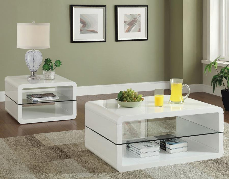 Elana - 1-Shelf Rectangular Side End Table - White High Gloss – End Tables by CoasterEssence at Furniture Wholesale Plus , Nashville furniture store