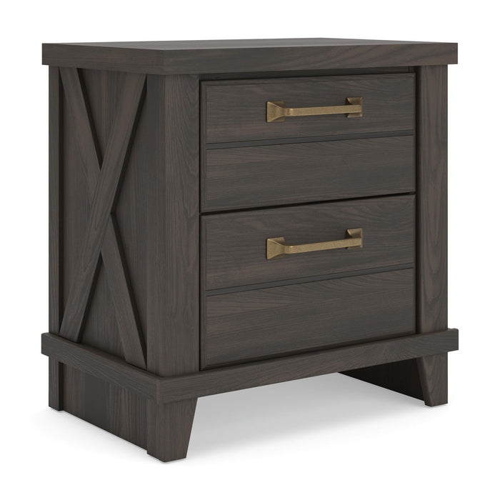 Vonitta Bay - Two Drawer Night Stand - Dark Brown – Nightstands w/ Charging Stations by Signature Design by Ashley® at Furniture Wholesale Plus , Nashville furniture store