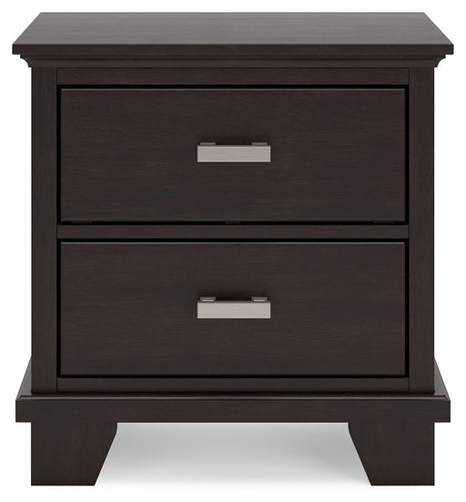Covetown - Two Drawer Night Stand - Dark Brown – Accent Nightstands by Signature Design by Ashley® at Furniture Wholesale Plus , Nashville furniture store