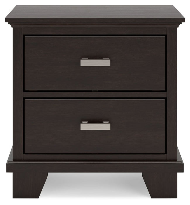Covetown - Two Drawer Night Stand - Dark Brown – Accent Nightstands by Signature Design by Ashley® at Furniture Wholesale Plus , Nashville furniture store