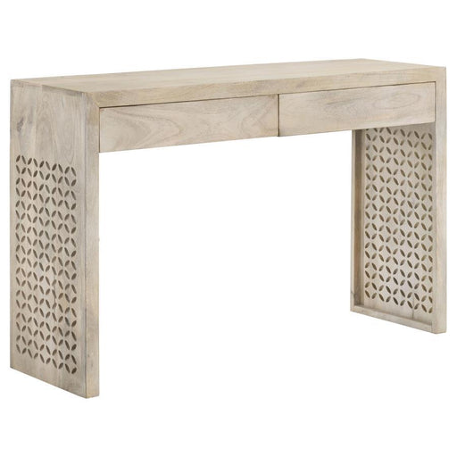 Rickman - 2-Drawer Wood Entryway Console Table - White Washed – Console Tables by CoasterEssence at Furniture Wholesale Plus , Nashville furniture store