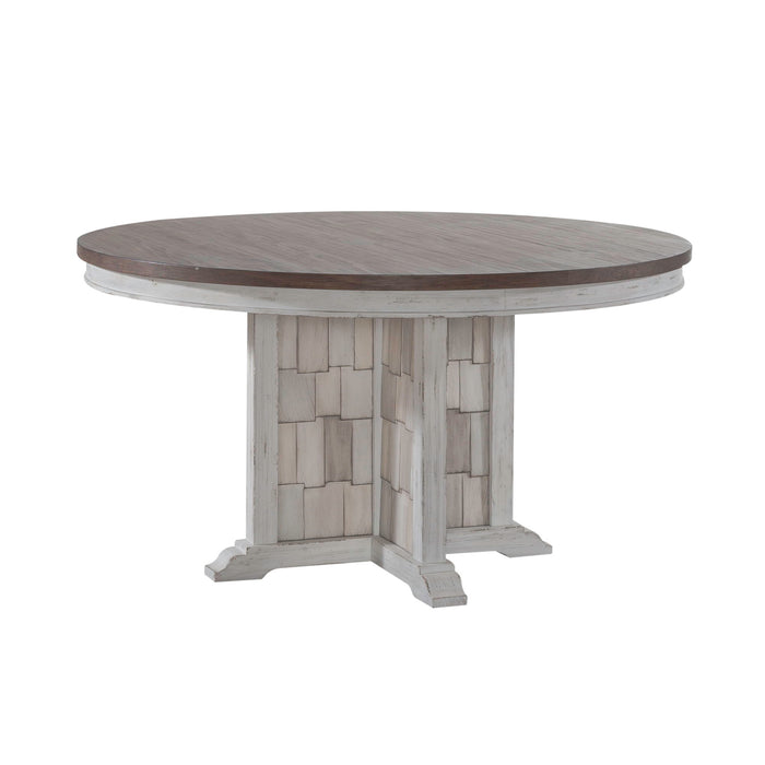 River Place - Pedestal Table - Riverstone White & Tobacco – Dining Tables by Liberty Furniture at Furniture Wholesale Plus , Nashville furniture store