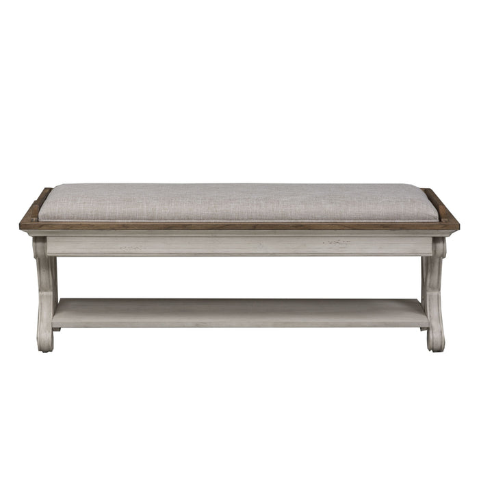 Farmhouse Reimagined - Bed Bench - Antique White / Chestnut Tops – Bed Benches by Liberty Furniture at Furniture Wholesale Plus , Nashville furniture store