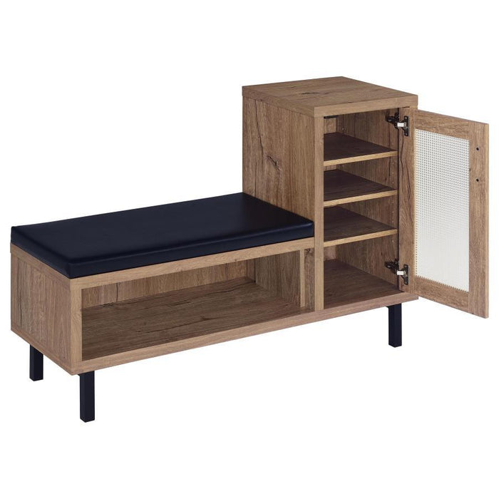 Teller - 1-Door Entryway Shoe Storage Bench - Natural Oak – Storage Benches by Coaster Fine Furniture at Furniture Wholesale Plus , Nashville furniture store