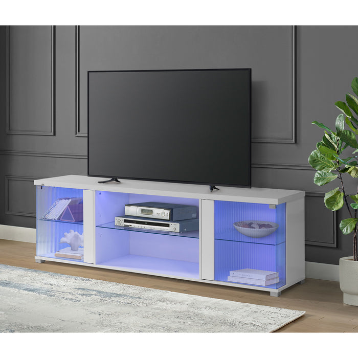 Chandra - 70" TV Stand With LED - Glossy White – TV Stands by Elements International at Furniture Wholesale Plus , Nashville furniture store