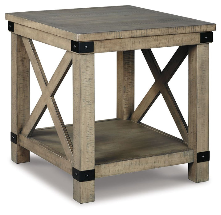 Aldwin - Rectangular End Table - Crossbuck Styling - Gray – End Tables by Signature Design by Ashley® at Furniture Wholesale Plus , Nashville furniture store