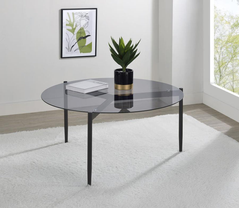 Rosalie - Round Smoked Glass Top Table – End Tables by CoasterEveryday at Furniture Wholesale Plus , Nashville furniture store