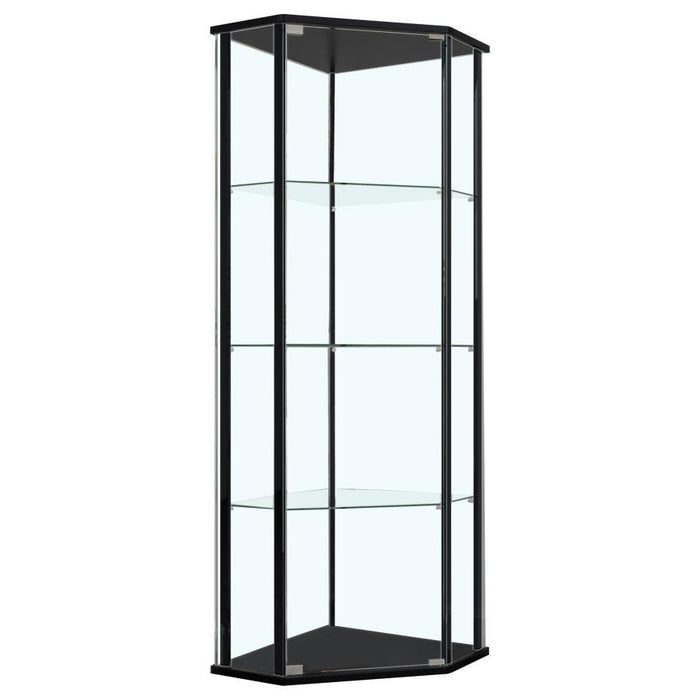 Zenobia - 4-Shelf Curio Cabinet Display Case - Black – Curio Cabinets by CoasterEssence at Furniture Wholesale Plus , Nashville furniture store