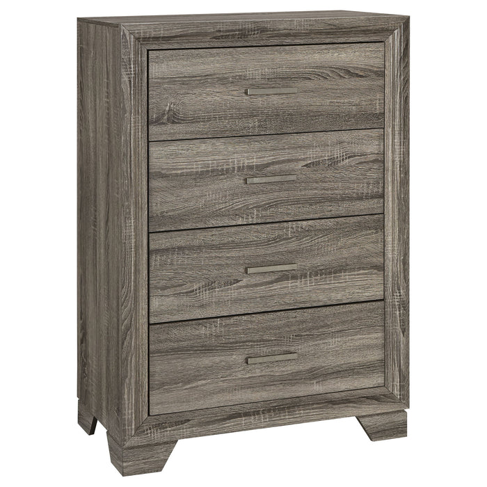 Wright - 4-Drawer Chest Of Drawers - Brown Oak – Accent Chests by Coaster Fine Furniture at Furniture Wholesale Plus , Nashville furniture store