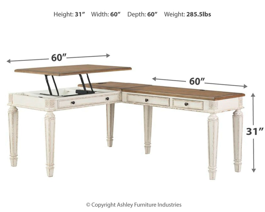 Realyn - L Shaped Desk With Lift Top - White / Brown – Lift Top Desks by Signature Design by Ashley® at Furniture Wholesale Plus , Nashville furniture store