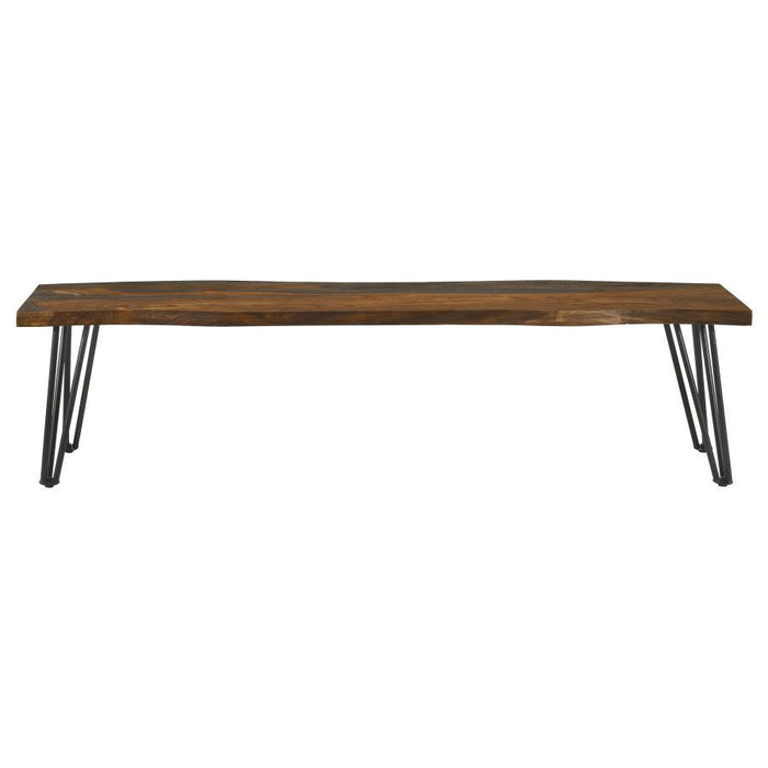 Neve - Live Edge Wood Dining Bench Hairpin Legs - Gray Sheesham – Dining Benches by CoasterEssence at Furniture Wholesale Plus , Nashville furniture store