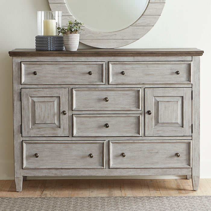 Heartland - 2 Door 6 Drawer Chesser - Antique White / Tobacco Tops – Dressers by Liberty Furniture at Furniture Wholesale Plus , Nashville furniture store