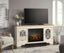 Realyn - 2 Pc. - 74" TV Stand with Electric Infrared Fireplace Insert - Chipped White – Fireplace TV Stands by Signature Design by Ashley® at Furniture Wholesale Plus , Nashville furniture store