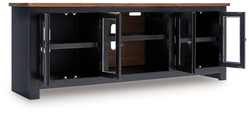 Wildenauer - XL TV Stand With Fireplace Option - Brown / Black – TV Stands by Signature Design by Ashley® at Furniture Wholesale Plus , Nashville furniture store
