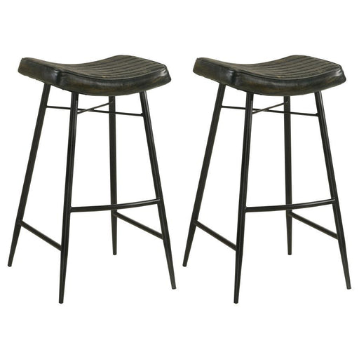 Bayu - Leather Upholstered Saddle Seat Backless Bar Stool (Set of 2) - Premium Stool Sets from Coaster Fine Furniture - Just $429! Shop now at Furniture Wholesale Plus  We are the best furniture store in Nashville, Hendersonville, Goodlettsville, Madison, Antioch, Mount Juliet, Lebanon, Gallatin, Springfield, Murfreesboro, Franklin, Brentwood